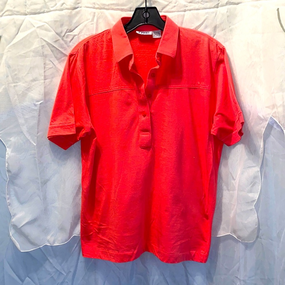 LEON LEVIN ORANGE COTTON/POLY GOLF SHIRT SZ L